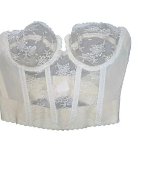 Vintage Backless Young Smoothie 34B Lace Bustier Corset Bra Ivory Bridal USA
